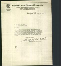 Letterhead - Pittsburgh Steel Company