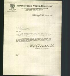 Letterhead - Pittsburgh Steel Company