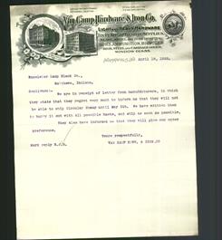 Letterhead - Van Camp Hardware & Iron Co.