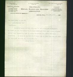 Letterhead - The Indiana Retail Hardware Dealers' Association