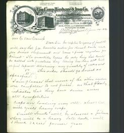 Letterhead - Van Camp Hardware & Iron Co.