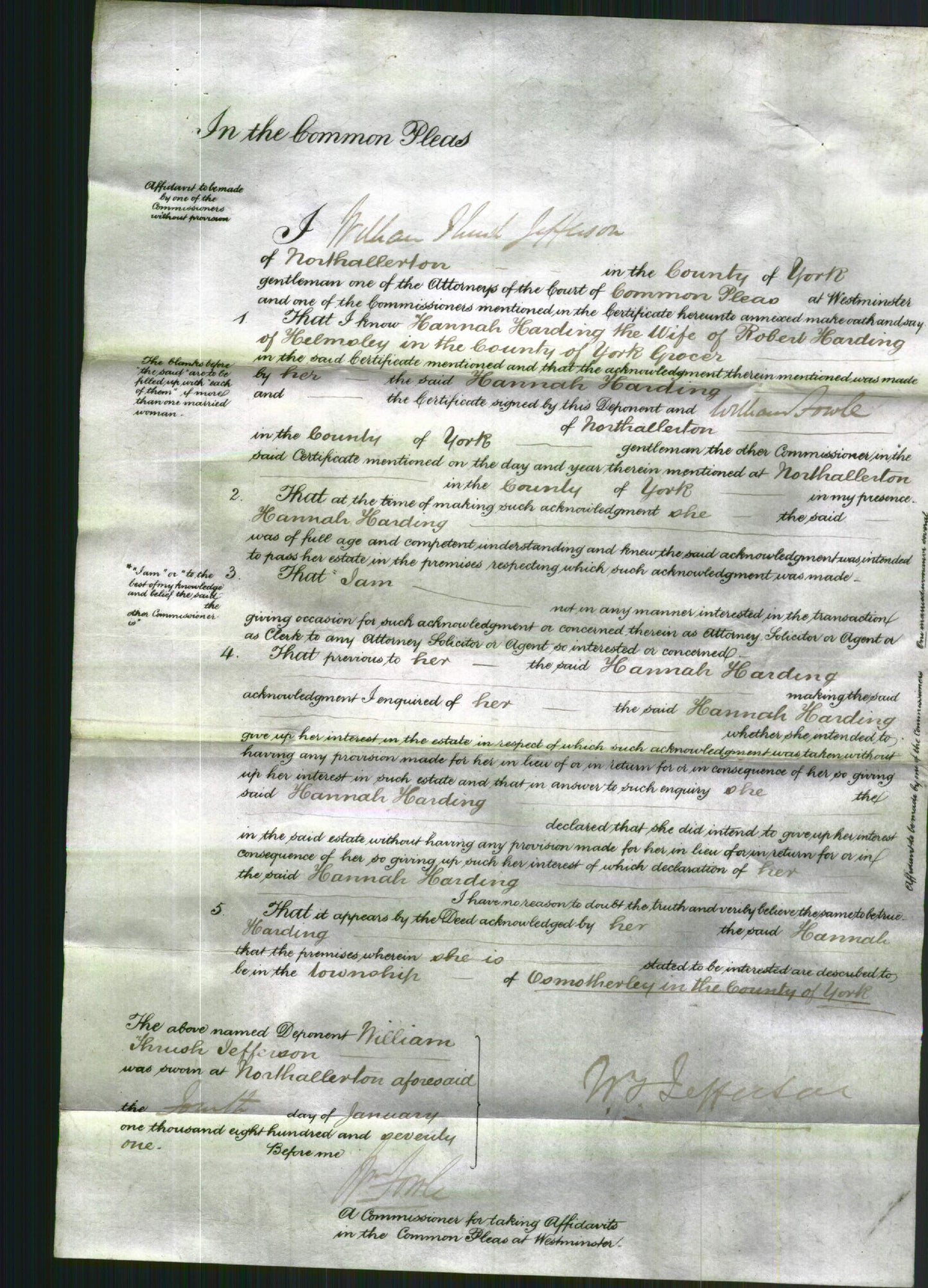 Court of Common Pleas - Hannah Harding-Original Ancestry