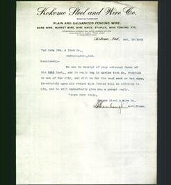 Letterhead - Kokomo Steel and Wire Co.