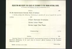 Letterhead - Requisition of Issue of U.S. Ordnance and Ordnance Stores to the Indiana National Guard