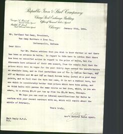 Letterhead - Republic Iron & Steel Company