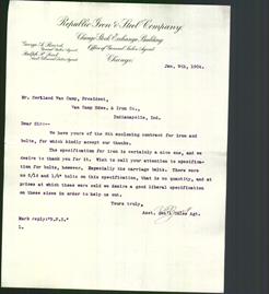 Letterhead - Republic Iron & Steel Company