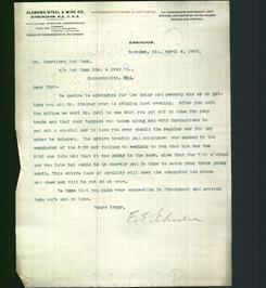 Letterhead - Alabama Steel And Wire Co.