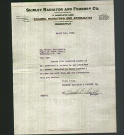 Letterhead - Shirley Radiator and Foundry Company
