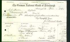 Bank Letterhead - German National Bank of Pittsburgh