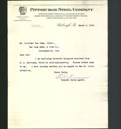 Letterhead - Pittsburgh Steel Company