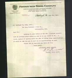 Letterhead - Pittsburgh Steel Company