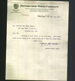 Letterhead - Pittsburgh Steel Company