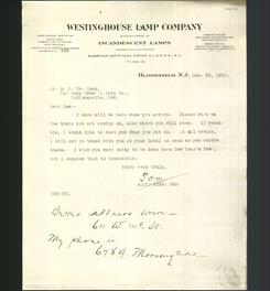 Letterhead - Westinghouse Lamp Company