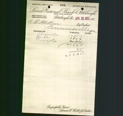 Bank Letterhead - Second National Bank of Pittsburgh