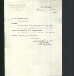 Letterhead - American Sheet & Tin Plate Company