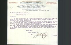 Letterhead - Kelly Axe Mfg. Co.