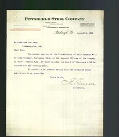 Letterhead - Pittsburgh Steel Company