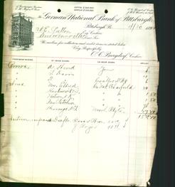 Bank Letterhead - German National Bank of Pittsburgh