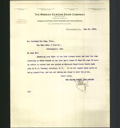 Letterhead - The Wabash Screen Door Company