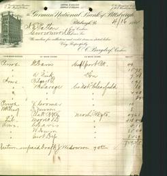 Bank Letterhead - German National Bank of Pittsburgh