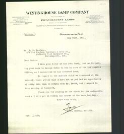 Letterhead - Westinghouse Lamp Company