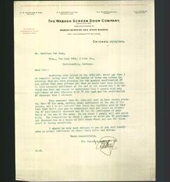 Letterhead - The Wabash Screen Door Company