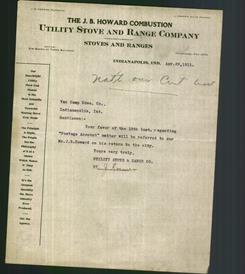 Letterhead - The J.B. Howard Combustion Utility Stove and Range Company