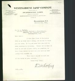 Letterhead - Westinghouse Lamp Company