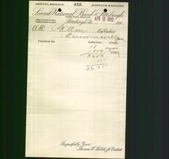 Bank Letterhead - Second National Bank of Pittsburgh