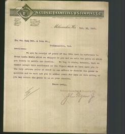 Letterhead - National Enameling & Stamping Co.
