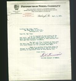 Letterhead - Pittsburgh Steel Company