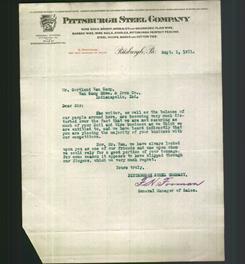 Letterhead - Pittsburgh Steel Company