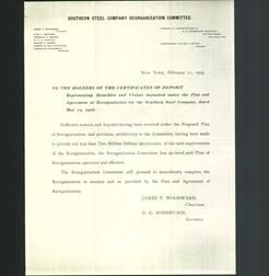 Letterhead - Southern Steel Company Reorganization Committee