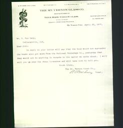 Letterhead - The Mt. Vernon Glass Co.