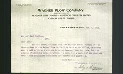 Letterhead - Wagner Plow Company