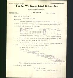 Letterhead - The C.W. Evans Steel & Iron Co.