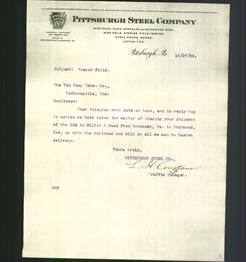 Letterhead - Pittsburgh Steel Company