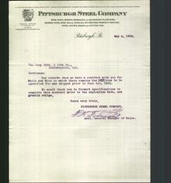 Letterhead - Pittsburgh Steel Company