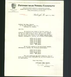 Letterhead - Pittsburgh Steel Company