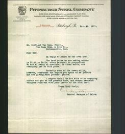 Letterhead - Pittsburgh Steel Company