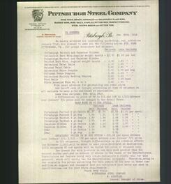 Letterhead - Pittsburgh Steel Company