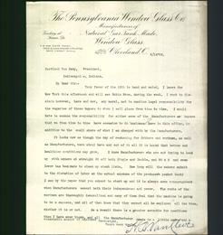 Letterhead - The Pennsylvania Window Glass Co.