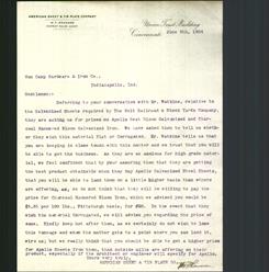 Letterhead - American Sheet & Tin Plate Company