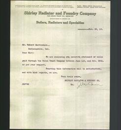 Letterhead - Shirley Radiator and Foundry Company