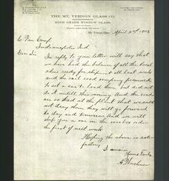Letterhead - The Mt. Vernon Glass Co.