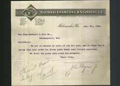 Letterhead - National Enameling & Stamping Co.
