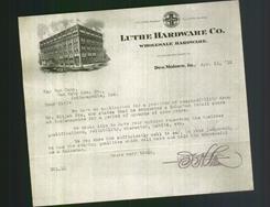 Letterhead - Luthe Hardware Co.
