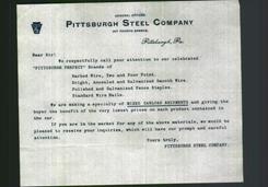 Letterhead - Pittsburgh Steel Company