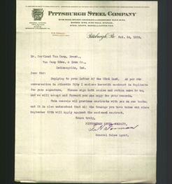 Letterhead - Pittsburgh Steel Company