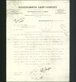 Letterhead - Westinghouse Lamp Company